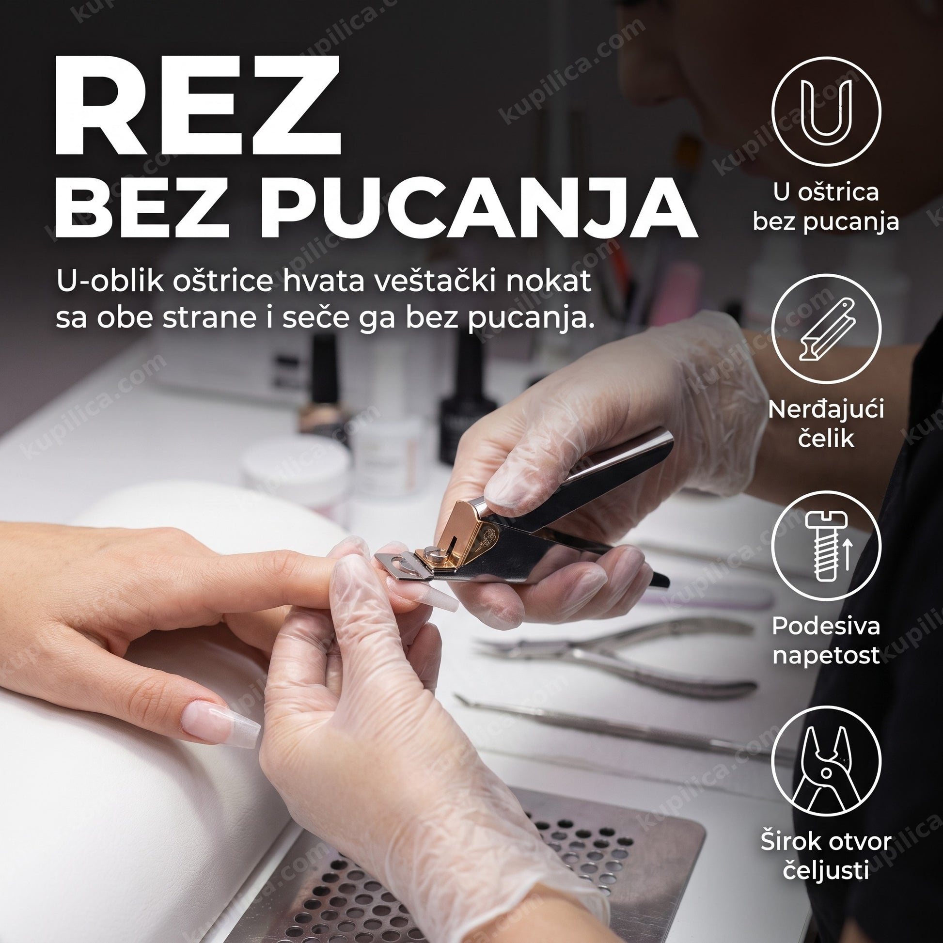 Profesionalne cangle za tipse od nerđajućeg čelika sa podesivom napetošću