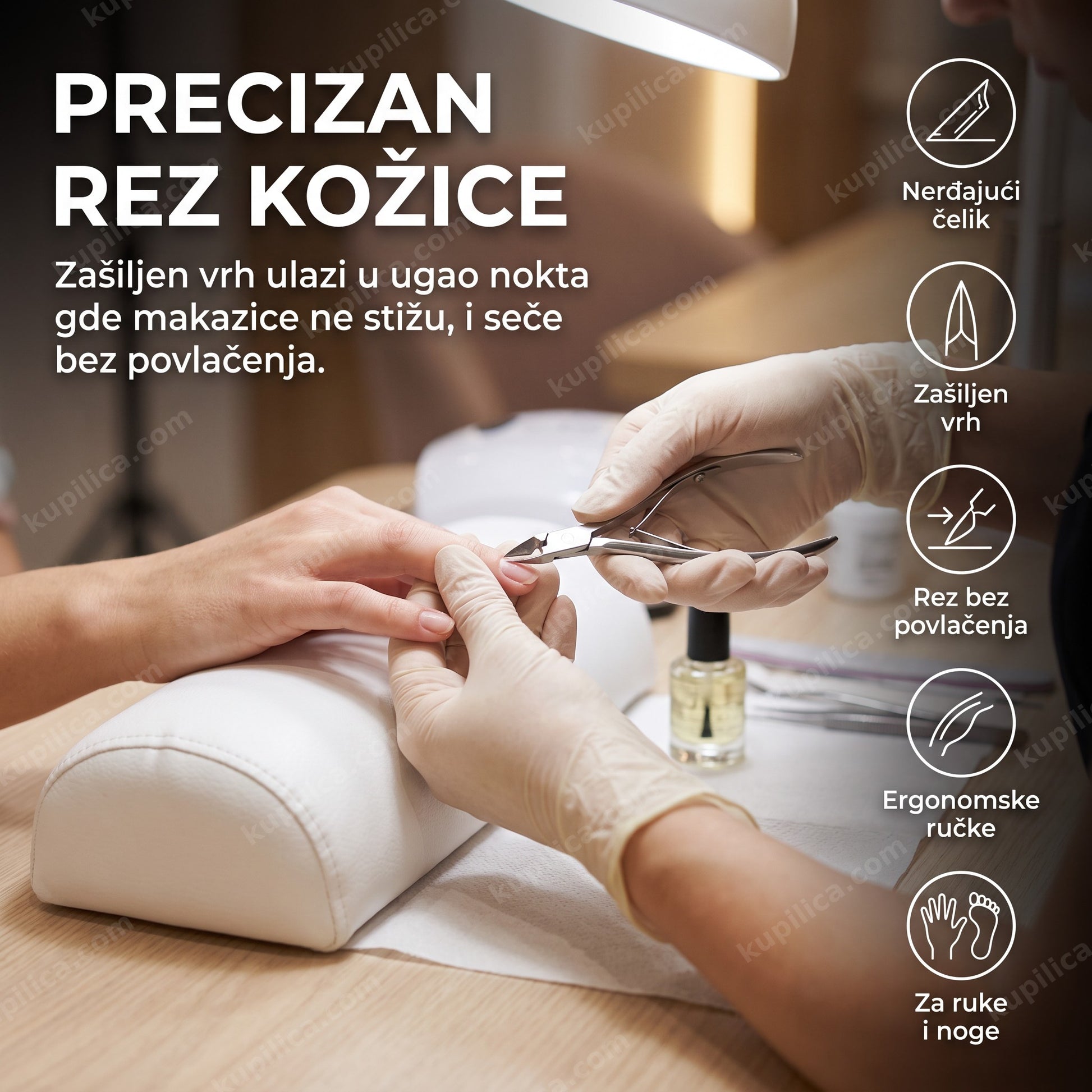 Profesionalne cangle za zanoktice od nerđajućeg čelika sa ergonomskim ručkama