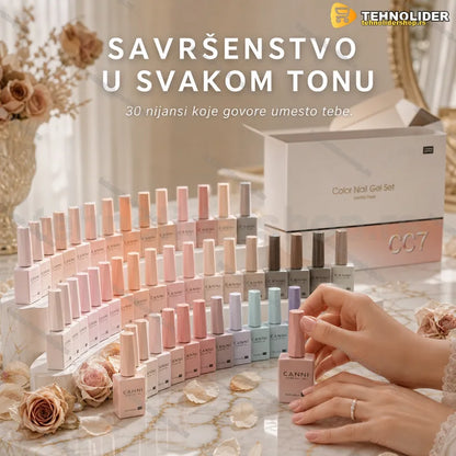 CANNI CC7 gel lak set — 30 bočica poređanih u kutiji