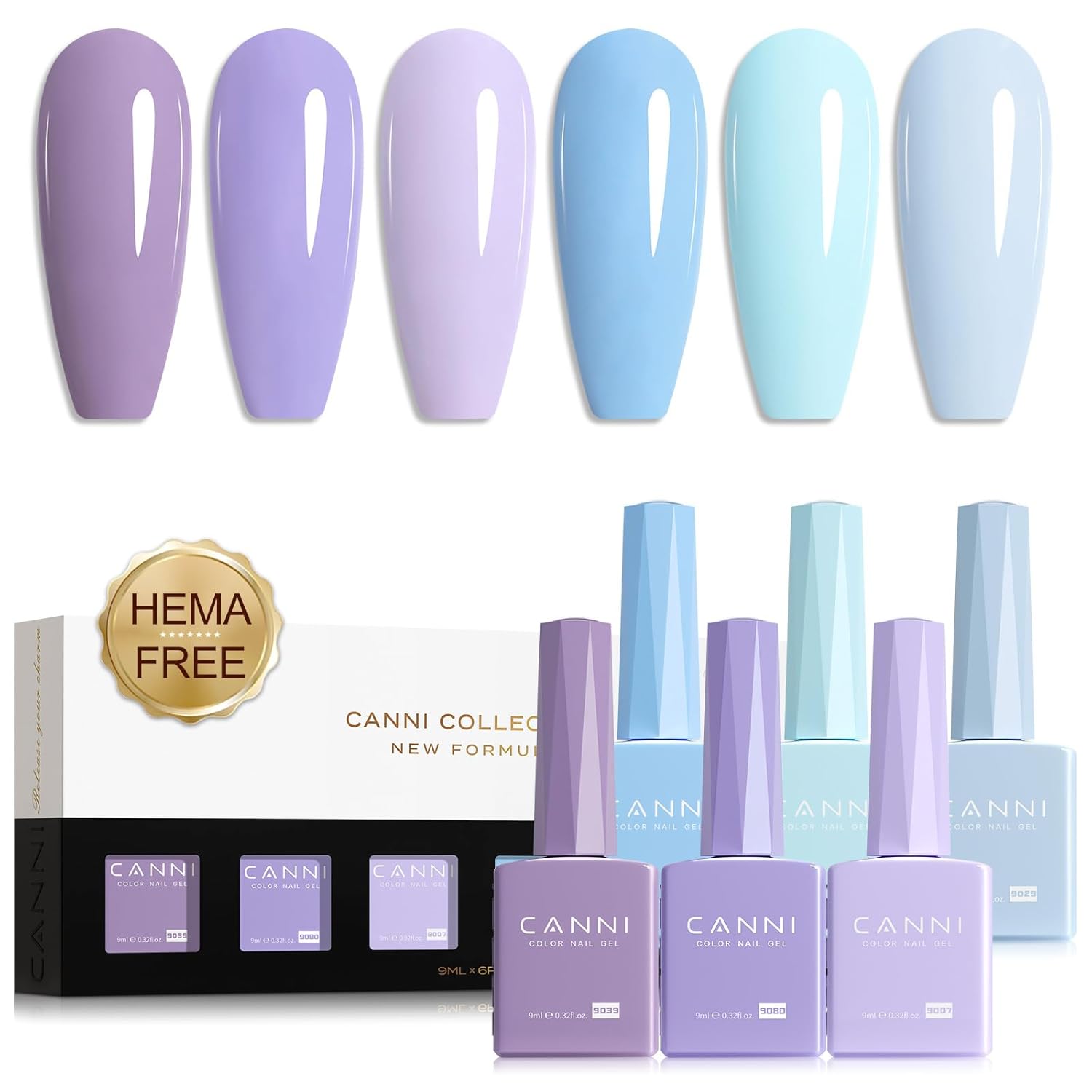 CANNI gel lak set 2340 — šest bočica pastelnih nijansi