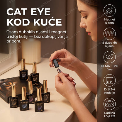 cat eye gel lak set sa magnetom — žena radi cat eye manikir kod kuće, benefiti proizvoda