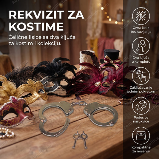 čelične lisice sa ključevima pored kostima za maskembal, benefiti proizvoda