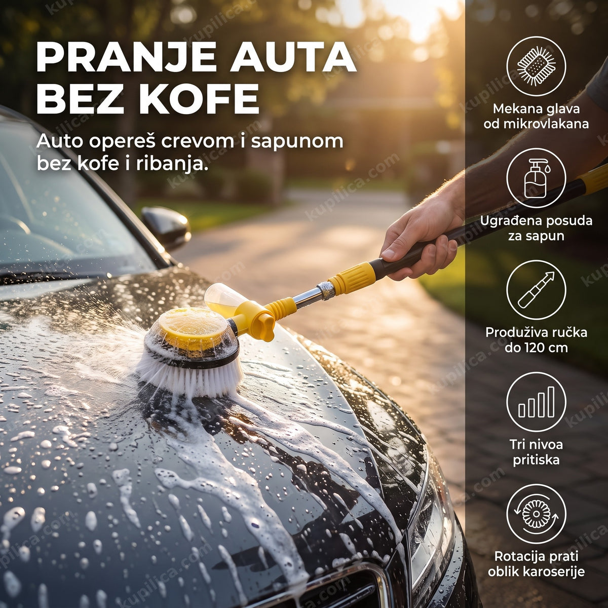 četka za pranje auta sa rotacijom 360 stepeni u dvorištu, benefiti proizvoda