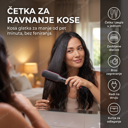 žena ravna kosu električnom četkom za ravnanje kose, benefiti proizvoda