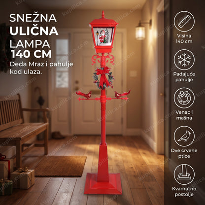 crvena snežna lampa sa deda mrazom 140 cm u ulaznom holu