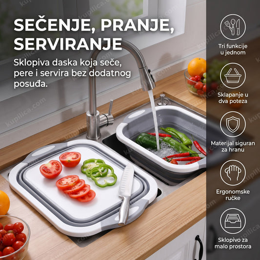 Daska za sečenje 3u1 sa isečenim povrćem i korpom za pranje, benefiti proizvoda