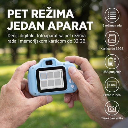 Plavi dečiji digitalni fotoaparat 720p sa ekranom od 2 inča
