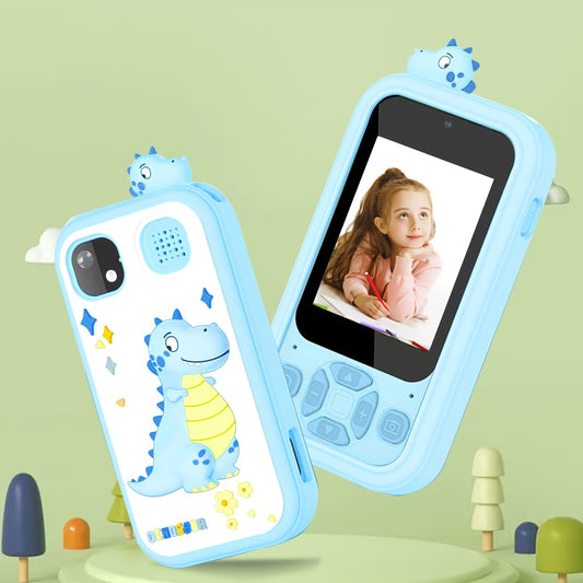 dečiji DINO telefon plavi boja — sa edukativnim funkcijama