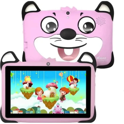 dečiji tablet K-717 roze sa gumenom zaštitnom maskom u obliku lisice