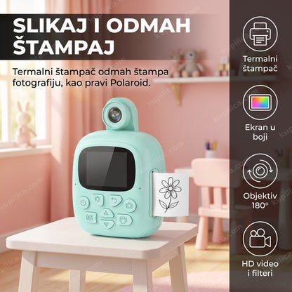 decji fotoaparat sa termalnim stampacem stampa fotografiju cveta — benefiti proizvoda
