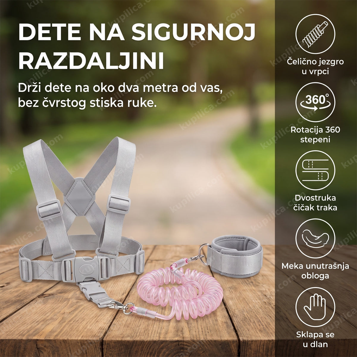 dečji sigurnosni povodac za zglob sa elastičnim kaišem na stolu, benefiti proizvoda