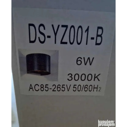 nalepnica sa specifikacijama fasadne lampe - 6W, 3000K, AC85-265V
