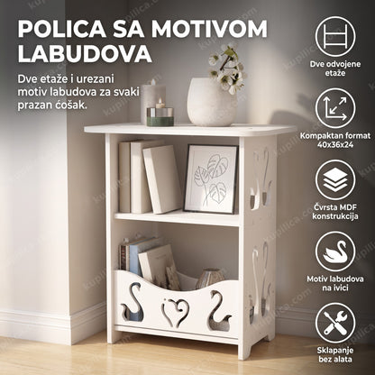 bela dekorativna polica sa motivom labudova u dnevnoj sobi, benefiti proizvoda