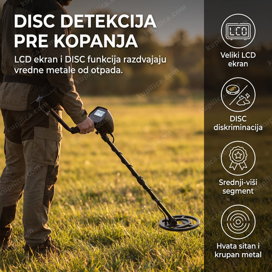 detektor metala sa disc funkcijom i lcd ekranom, traženje metala u polju sa uređajem, benefiti proizvoda