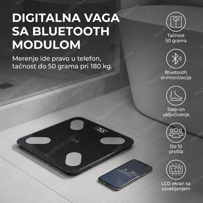 Digitalna vaga sa bluetooth modulom na pločicama kupatila, prikaz benefita proizvoda