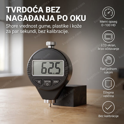 digitalni durometar za merenje tvrdoće gume i plastike na radnom stolu