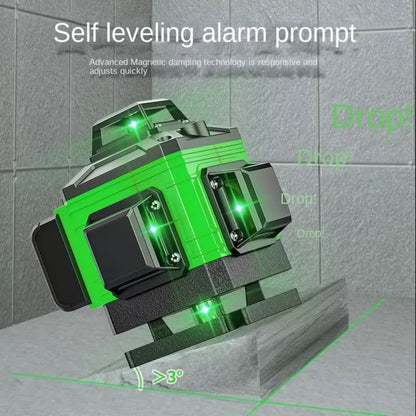 digitalni laser za nivelaciju 4D 16 linija na ivici zida sa upozorenjem za pad preko 3 stepena