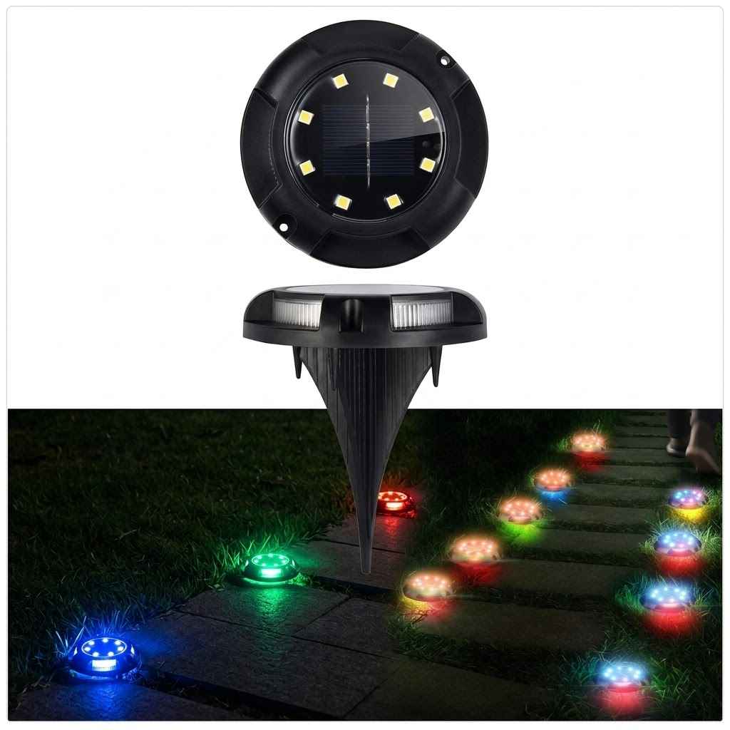 solarne RGB zidne lampe DiscLight — pregled