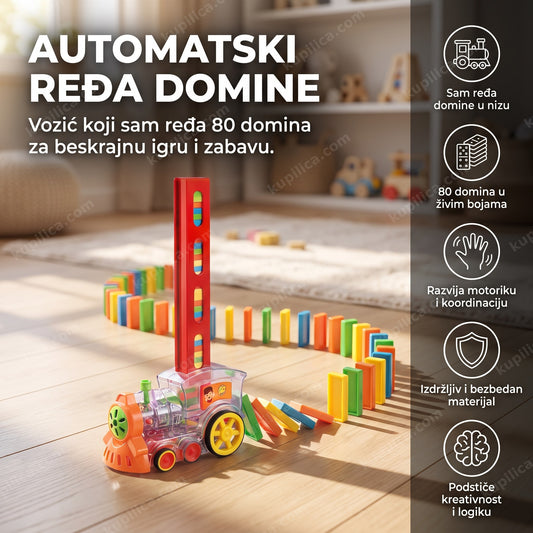 domino vozić koji ređa domine na podu, benefiti proizvoda