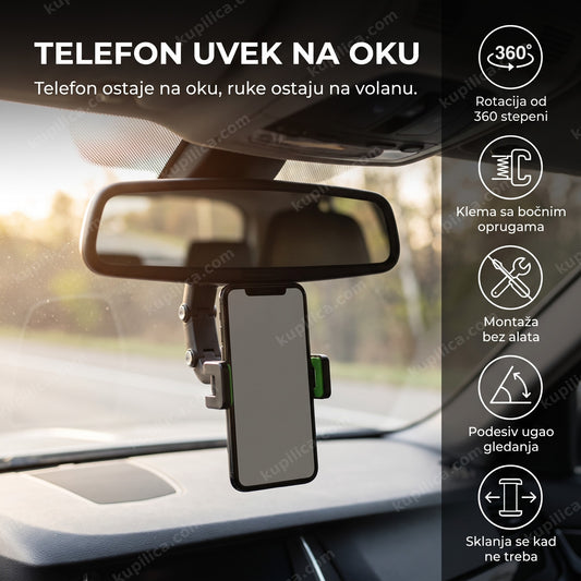 držač telefona za retrovizor 360 stepeni u unutrašnjosti automobila, benefiti proizvoda