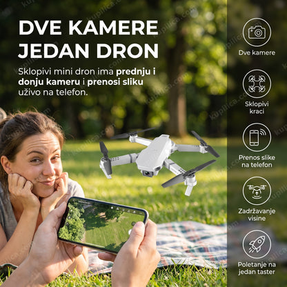 dve kamere jedan dron — letenje sklopivim dronom FOYU F-707 sa prenosom slike na telefon u parku, benefiti proizvoda