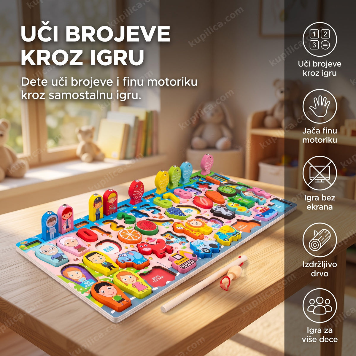 edukativna drvena tabla za decu sa brojevima u dečijoj sobi, benefiti proizvoda