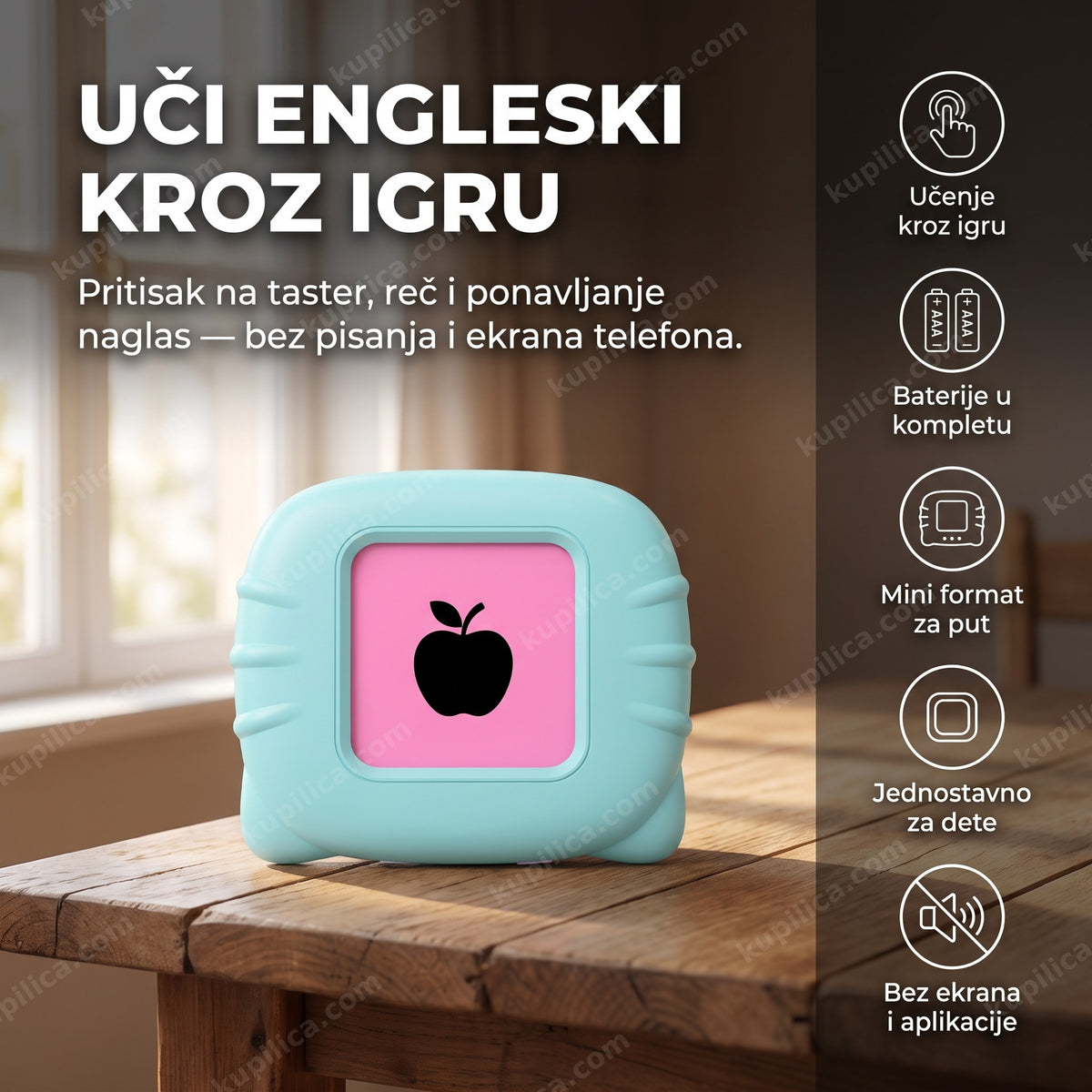 mini edukativni uređaj za učenje engleskog sam na stolu bez dece, benefiti proizvoda