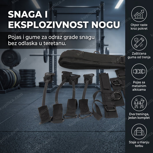 pojas i elastične trake za skočnost položene na podu teretane