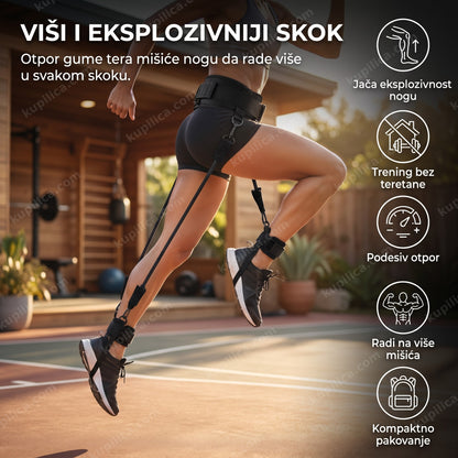elastične trake za skok jump trainer na nogama sportiste tokom vežbe, benefiti proizvoda