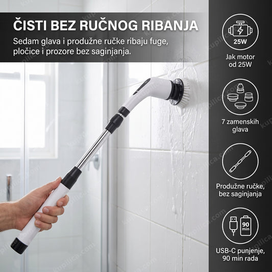 električna četka za čišćenje riba fuge u kupatilu uz vodu i penu — benefiti proizvoda