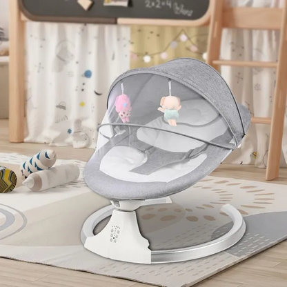 električna njihalica za bebe — sedište sa mekom navlakom i konstrukcija