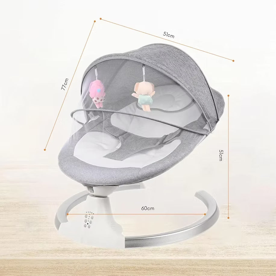 sklopljena njihalica za bebe pored kreveca