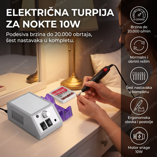 kućna manikir stanica sa električnom turpijom za nokte 10w, benefiti proizvoda