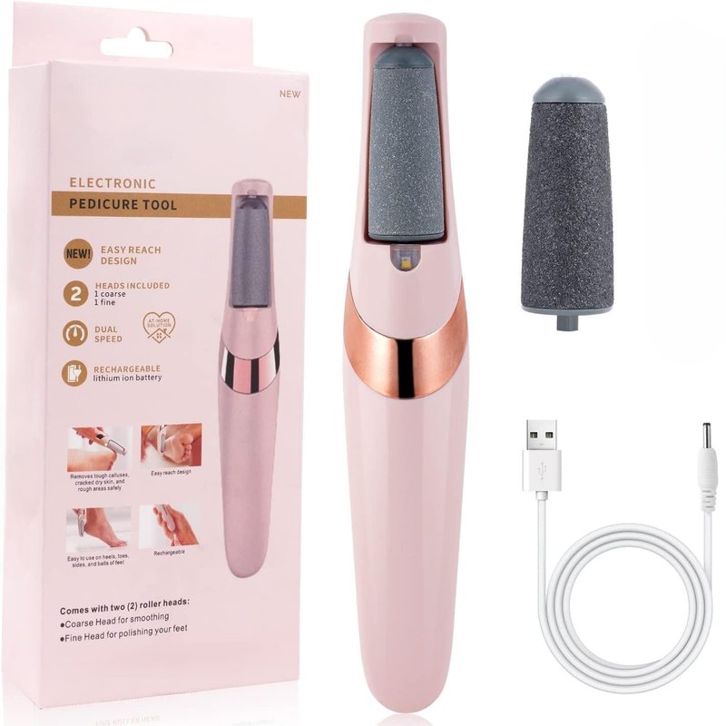 roze pedikir olovka sa kutijom, brusnom glavom i usb kablom za punjenje