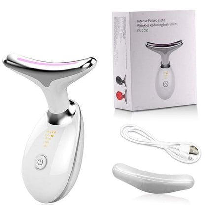 masažer za lice 3u1 EMS toplota LED — pregled