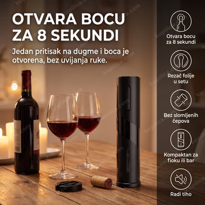 električni otvarač za vino sa rezačem folije na stolu, benefiti proizvoda