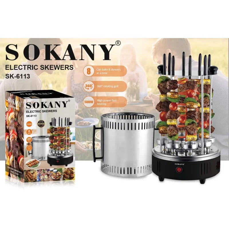 Električni ražanj SOKANY SK-6113 sa osam ražnjića na postolju