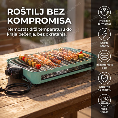 Mint zeleni električni roštilj sa termostatom i hranom na rešetki, benefiti proizvoda