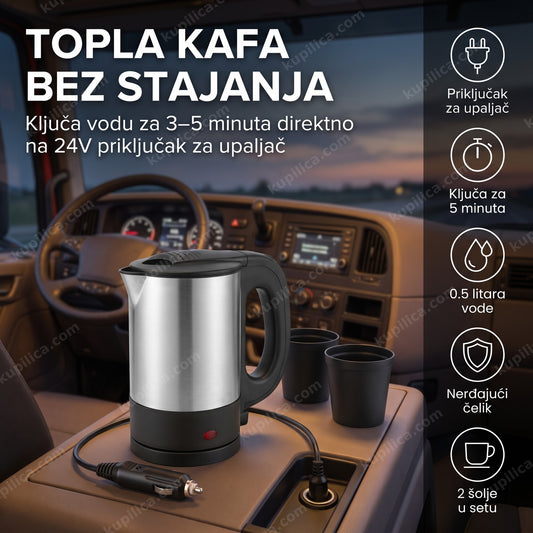 električno kuvalo za kamion 24V na tabli kamiona sa dve šolje