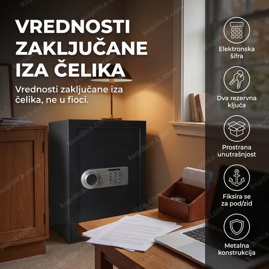 veliki elektronski sef sa šifrom u kancelariji pored ormana, benefiti proizvoda