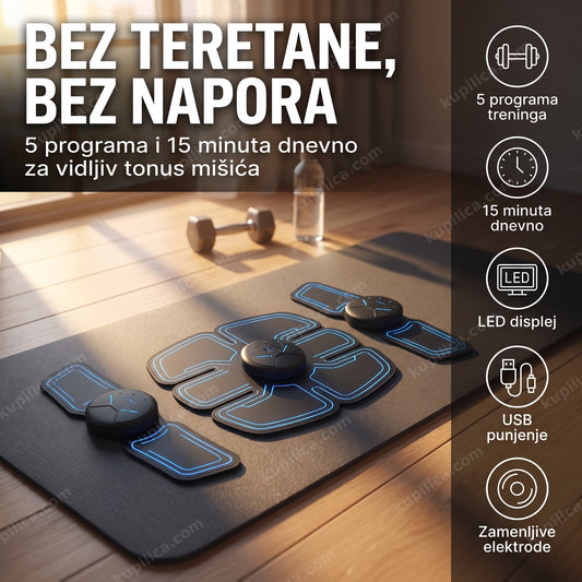 elektrostimulator mišića 5 u 1 — set elektroda za stomak i ruke