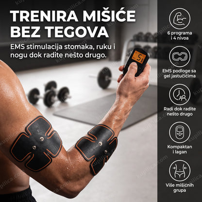 EMS stimulator mišića na ruci posle treninga u teretani, benefiti proizvoda