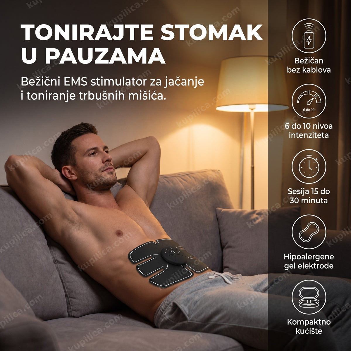 ems stimulator sa elektrodama na stomaku odrasle osobe, benefiti proizvoda