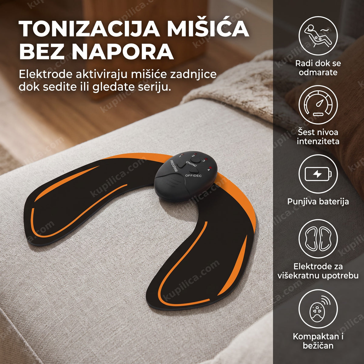 ems stimulator za zadnjicu, gel jastučići na neutralnoj pozadini, benefiti proizvoda