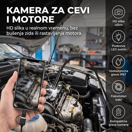 endoskopska kamera uvučena u motor automobila sa hd prikazom na telefonu, benefiti proizvoda