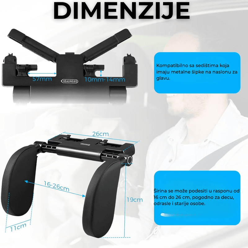 ergonomski jastuk za vrat za auto — detalj 1