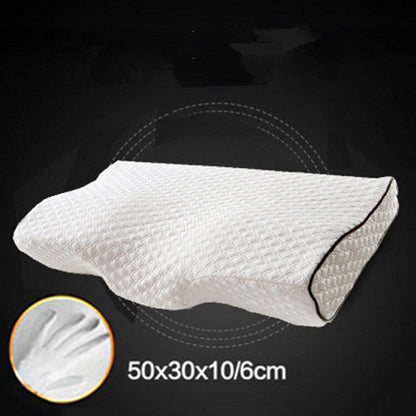 beli ortopedski jastuk za vrat sam na crnoj podlozi, dimenzije 50x30x10/6 cm