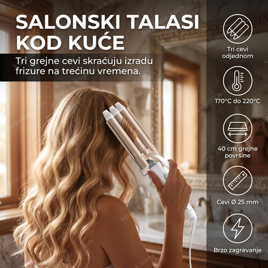 figaro za talase i lokne sa tri cevi u upotrebi na kosi, benefiti proizvoda