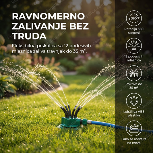 fleksibilna prskalica sa 12 mlaznica u dvorištu, benefiti proizvoda