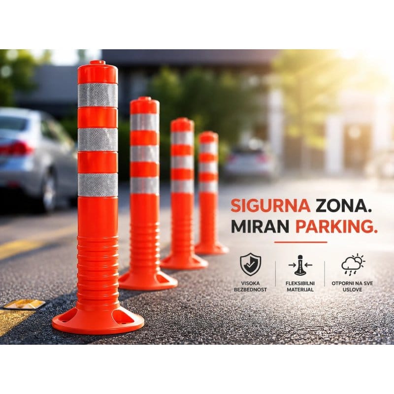 fleksibilni PVC parking stubić 65 cm sa reflektujućim trakama